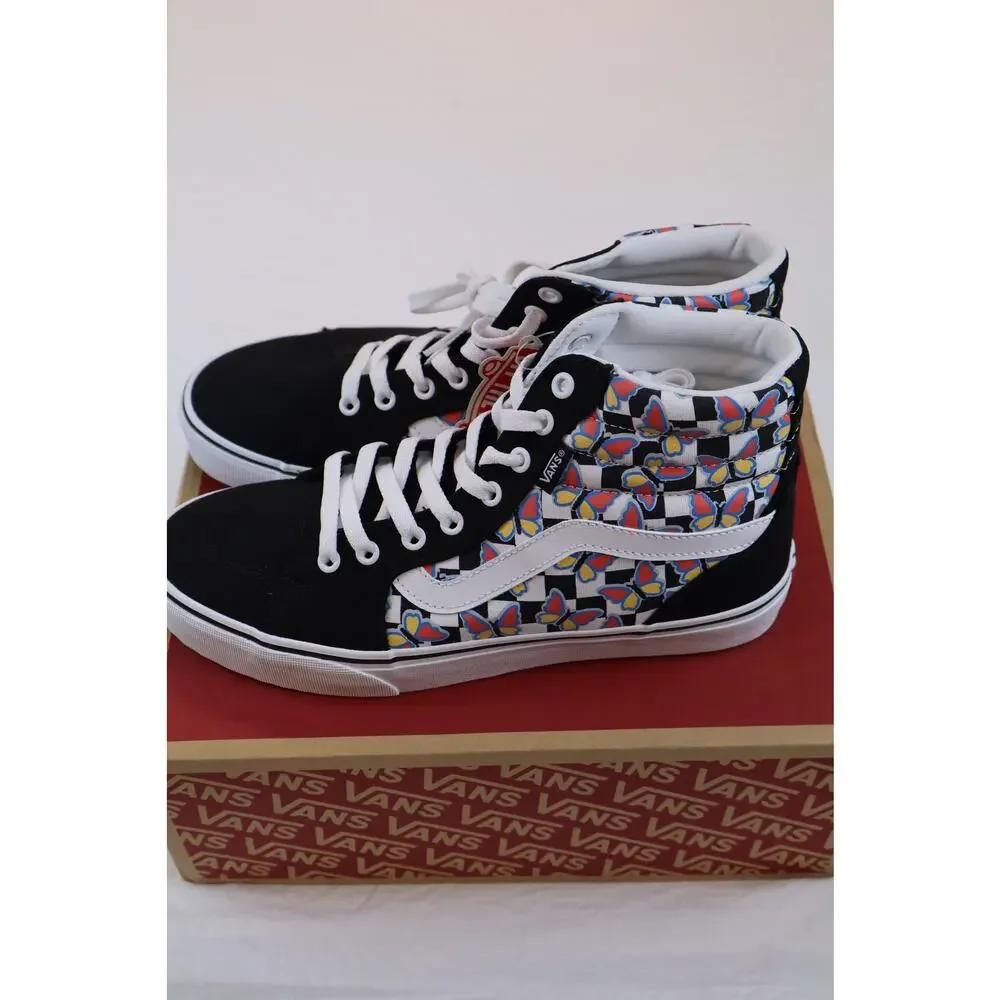 NEW Vans Filmore Hi Top Sneakers Butterfly Checkerboard Lace Up Women's Size 10